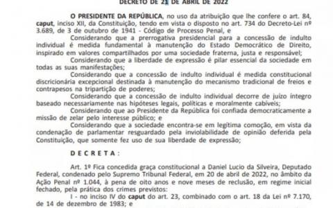 O que é a graça constitucional, que Bolsonaro concedeu a Daniel Silveira